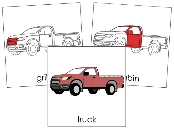 Truck Nomenclature Cards (red) - Montessori Print Shop Digital Download