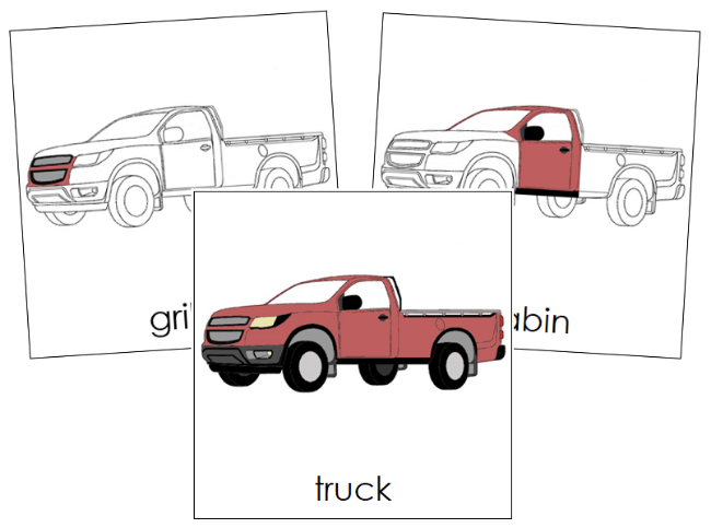 Parts of a Truck 3-Part Nomenclature Cards - Montessori Print Shop Digital Download
