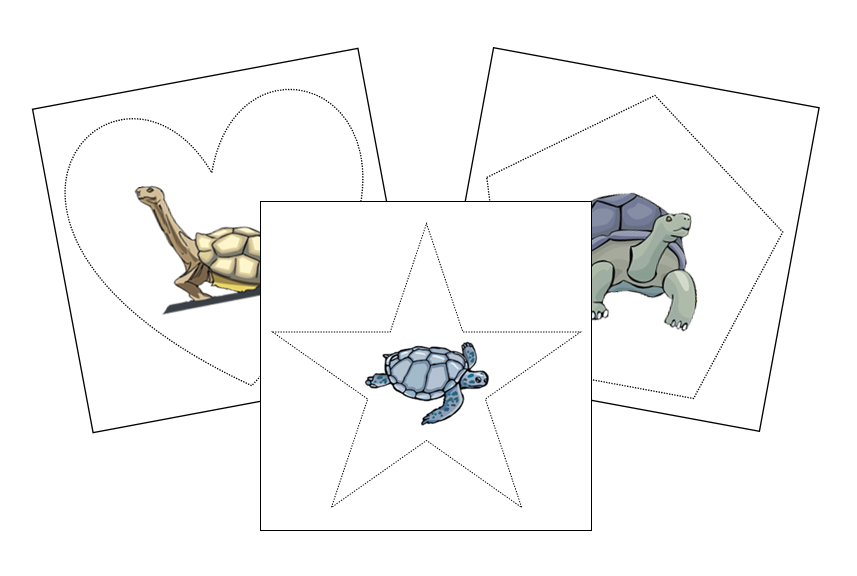 Turtles Cutting Work - Montessori Print Shop preschool cutting practice