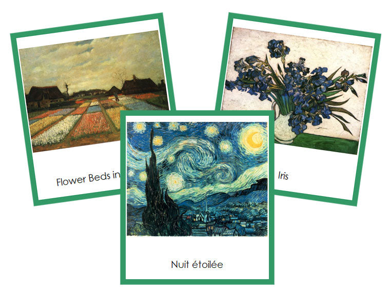 French - Vincent van Gogh Art Cards (color-coded) - Montessori Print Shop Digital Download