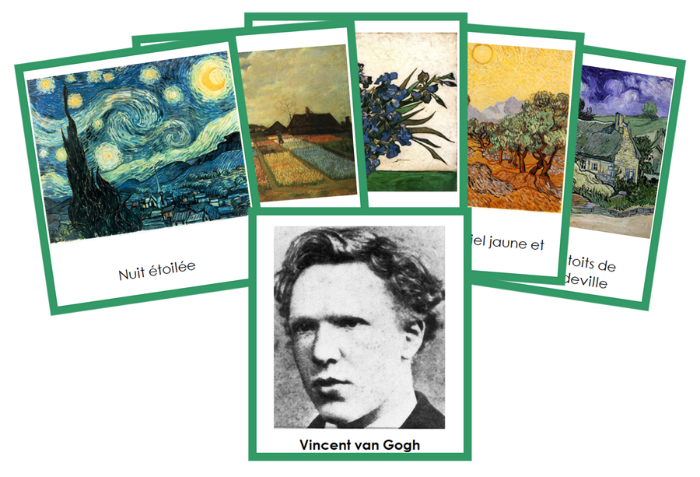 French - Vincent van Gogh Art Cards (color-coded) - Montessori Print Shop Digital Download