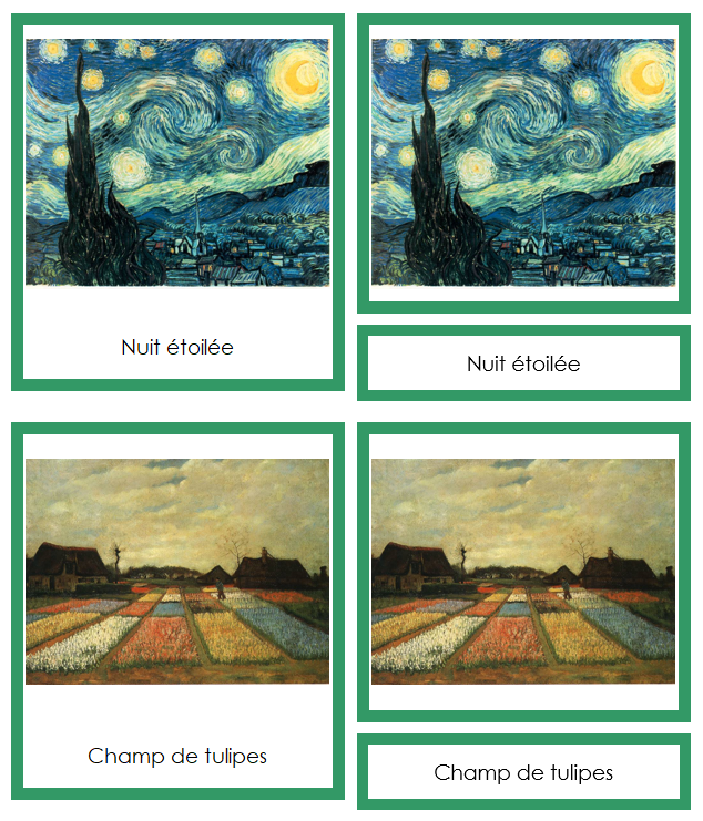 French - Vincent van Gogh Art Cards (color-coded) - Montessori Print Shop Digital Download
