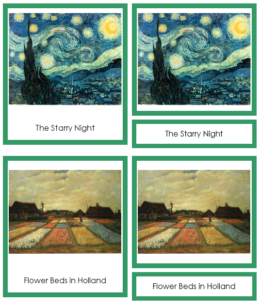 Vincent van Gogh 3-Part Art Cards (color-coded) - Montessori Print Shop Digital Download