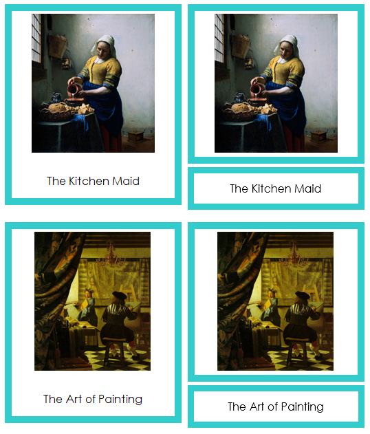 Johannes Vermeer 3-Part Art Cards (color-coded) - Montessori Print Shop Digital Download