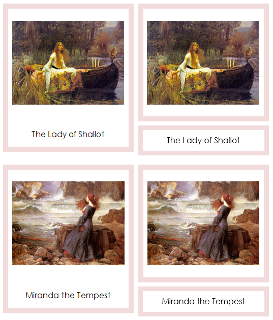 John William Waterhouse Art Cards (borders) - montessori art materials