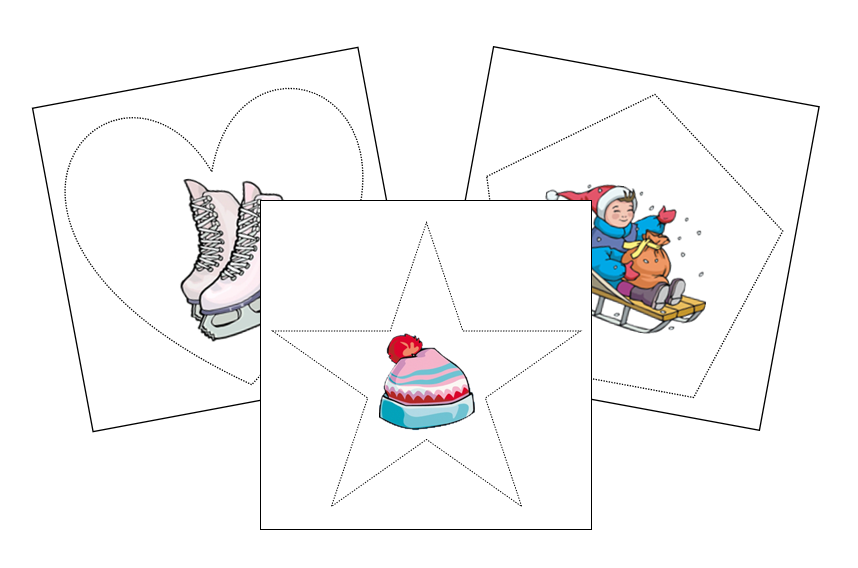 Winter Cutting Work - Montessori Print Shop preschool cutting practice