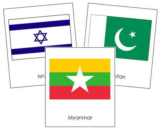 Asian Flags - Montessori continent cards