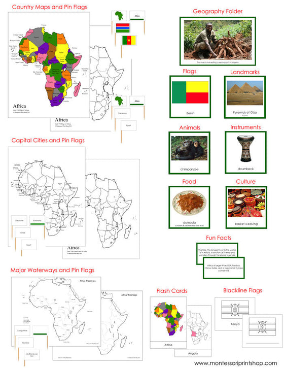 Africa Geography Deluxe Bundle - montessori geography cards and maps by Montessori Print Shop