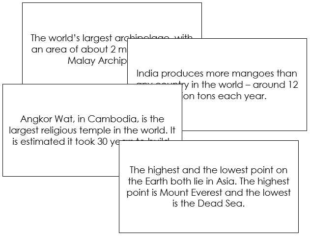 Asia Fun Facts - Montessori geography cards