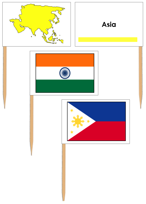 Asian Flags: Pin Flags (color) - Montessori Print Shop geography materials