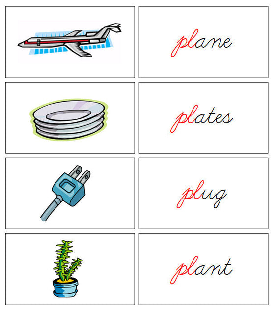 Step 3: Blends & Digraphs - Set 1 - CURSIVE - Montessori Print Shop phonics lesson