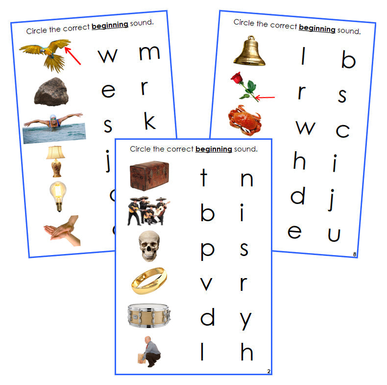 Blue Initial Sound Choice Cards (photos) - Montessori Print Shop phonetic language program