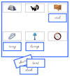 Blue Sheets & Labels (photos) - CURSIVE - Montessori Print Shop phonics lesson
