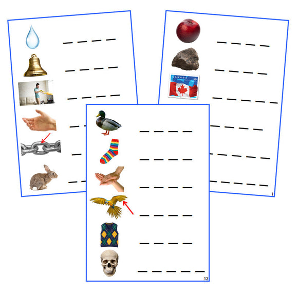 Blue Spelling Cards (photos) - Montessori Print Shop phonetic language program