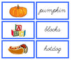 Blue Words & Picture Cards - CURSIVE - Montessori Print Shop phonics lesson