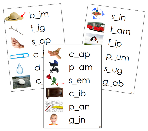 Step 2: CCVC Missing Consonant Cards (photos) - Montessori Print Shop