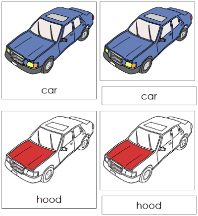 Car Nomenclature Cards (red) - Montessori Print Shop