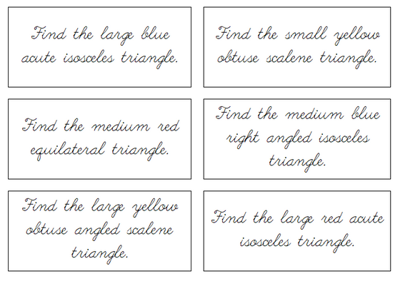 Detective Adjective Game Command Cards (cursive) - Montessori Print Shop Geometry Lesson