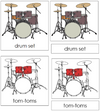 Drum Set Nomenclature 3-Part Cards (red) - Montessori Print Shop