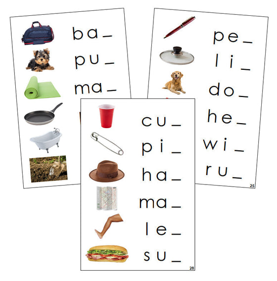 Step 1: Ending Sound Cards (photos) - Montessori Print Shop phonics language program