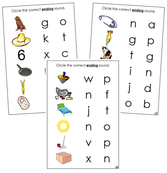 Step 1: Ending Sound Choice Cards - Montessori language cards - Montessori Print Shop