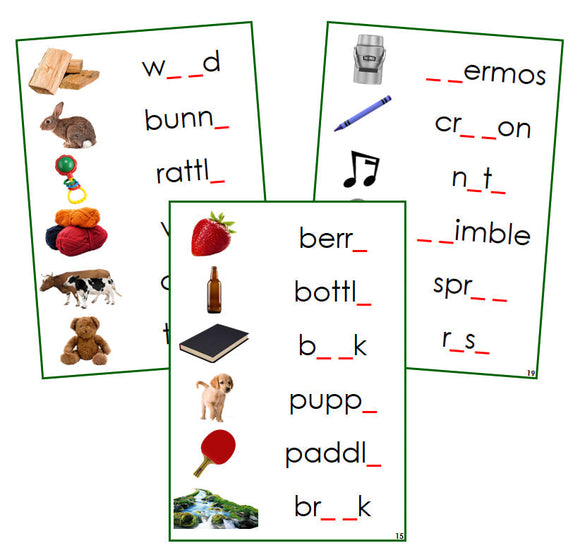 Green Phonogram Sound Cards - Set 2 (photos) - Montessori Print Shop phonogram language program