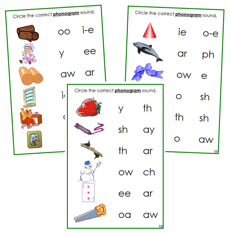 Green Phonogram Sound Choice Cards Set 2 - Montessori language cards - Montessori Print Shop
