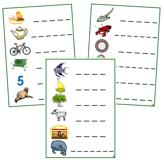Green Phonogram Spelling Cards - Set 1 - CURSIVE - Montessori Print Shop phonogram lesson