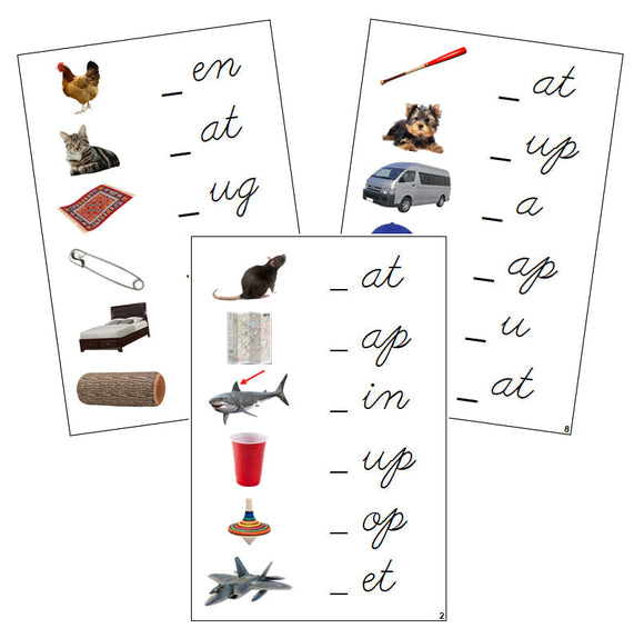 Step 1: Initial Sound Cards (photos) - CURSIVE - Montessori Print Shop phonics lesson