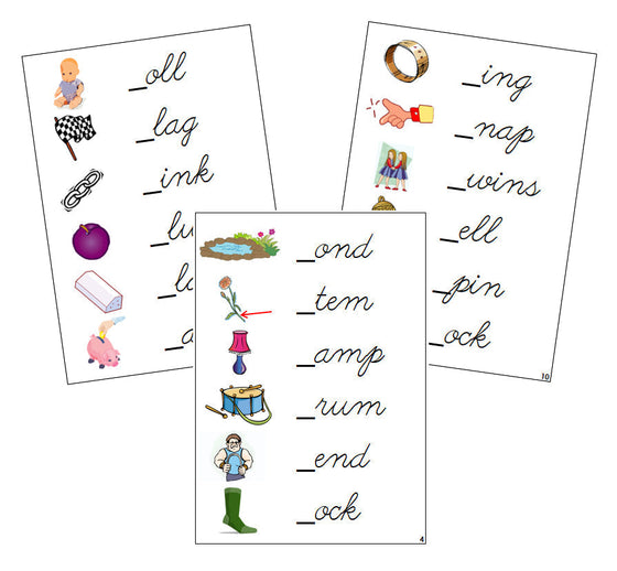Step 2: Initial Sound Cards - CURSIVE - Montessori Print Shop phonics lesson