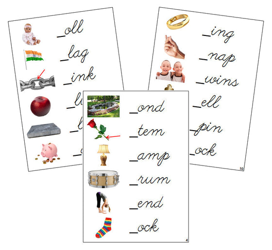 Step 2: Initial Sound Cards (photos) - CURSIVE - Montessori Print Shop phonics lesson