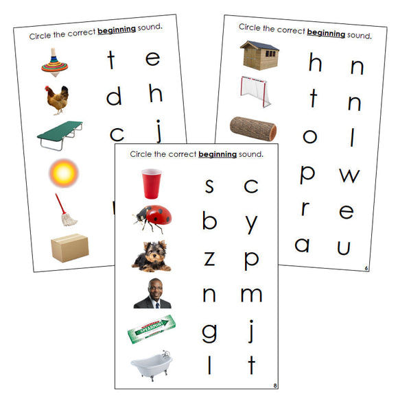 Step 1: Initial Sound Choice Cards (photos) - Montessori Print Shop phonics program