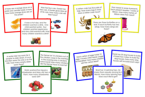 Math Word Problems Bundle (color-coded) - Montessori Print Shop