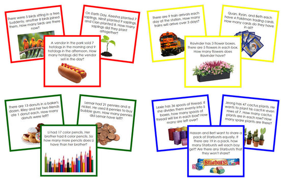 Math Word Problems Bundle (color-coded) - Montessori Print Shop