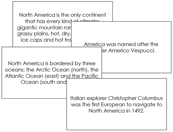North America Fun Facts - Montessori geography cards