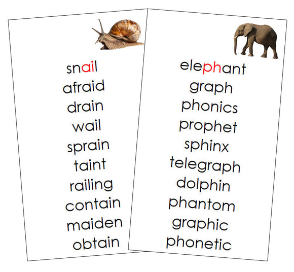 Step 3: Phonogram Cards - Set 1 (photos) - Montessori Print Shop phonogram language program