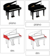 Piano Nomenclature 3-Part Cards (red) - Montessori Print Shop
