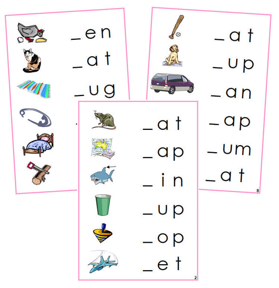 Pink Initial Sound Cards - Phonetic language cards - Montessori Print Shop