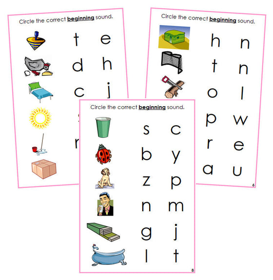 Pink Initial Sound Choice Cards - phonetic language cards - Montessori Print Shop