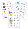 Pink Vowel Sound Cards - CURSIVE - Montessori Print Shop phonics lesson