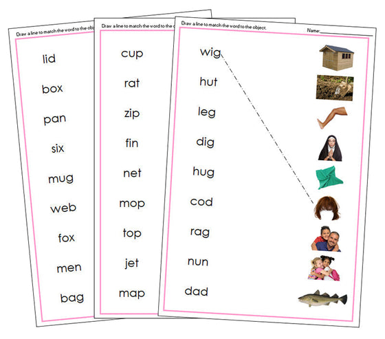 Pink Word & Picture Match (photos) - Montessori Print Shop language materials