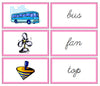 Pink Words & Picture Cards - CURSIVE - Montessori Print Shop phonics lesson