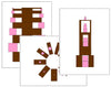 Montessori Pink Tower & Brown Stair Pattern Cards ( Set 3) - Montessori Print Shop