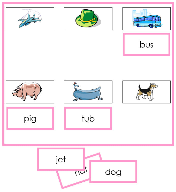Pink Sheets & Labels - Montessori Print Shop phonetic language lesson