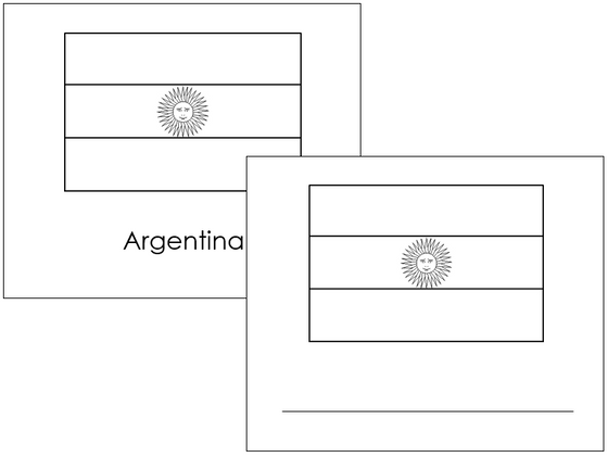 South American Flags: Outlines - Montessori geography materials