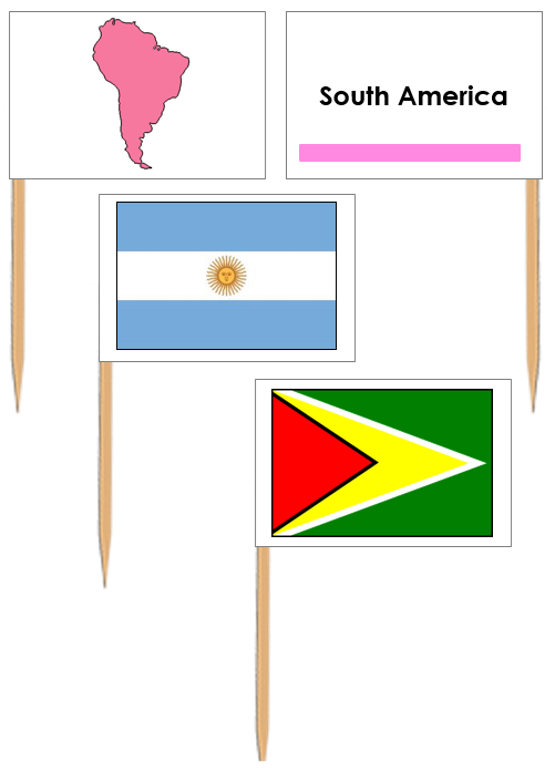 Flags of South America: Pin Flags - Montessori Print Shop geography materials