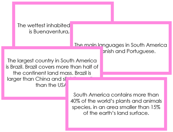 South America Fun Facts - Montessori geography cards