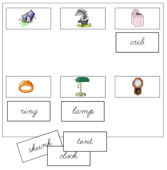 Step 2: Sheets & Labels - CURSIVE - Montessori Print Shop phonics lesson