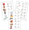Step 1: Vowel Sound Cards (photos) - CURSIVE - Montessori Print Shop phonics lesson