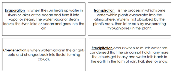 The Water Cycle Charts, Defintion Cards, and Blackline Master - Montessori Print Shop science lesson